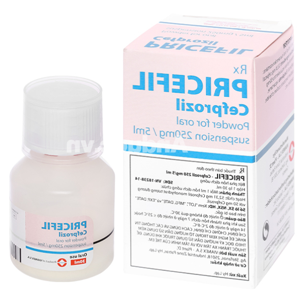 Bột pha hỗn dịch uống Pricefil 250mg/5ml trị nhiễm khuẩn đường hô hấp chai 30ml