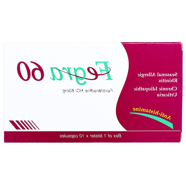 Fegra 60 trị viêm mũi dị ứng, mày đay (1 vỉ x 10 viên)