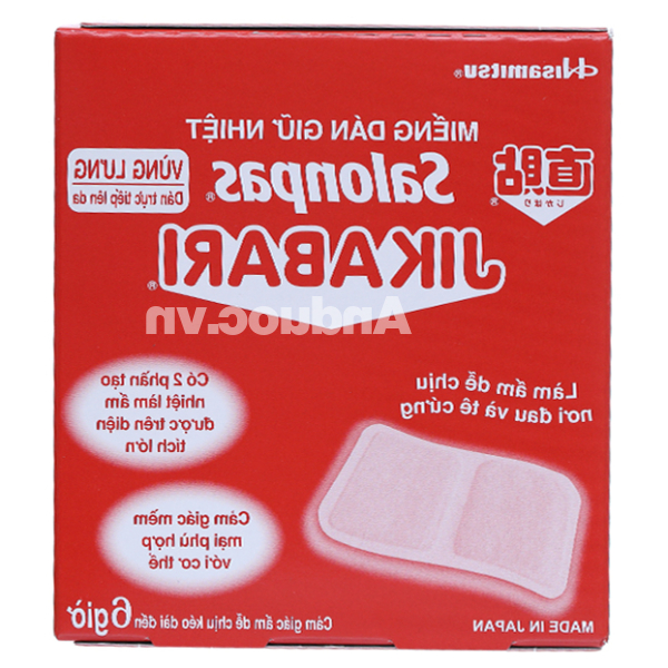 Miếng dán giữ nhiệt Salonpas Jikabari làm ấm, giảm đau hộp 8 miếng
