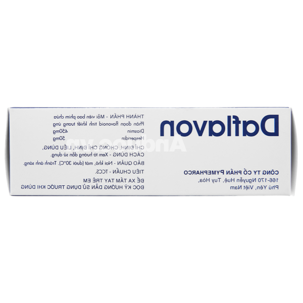 Daflavon 450mg/50mg trị trĩ, suy giãn tĩnh mạch (4 vỉ x 15 viên)