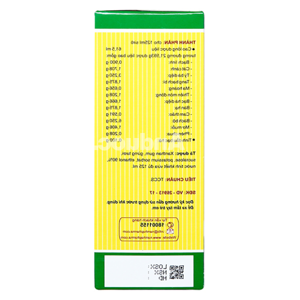 Siro Bổ Phế Nam Hà Chỉ Khái Lộ KĐ trị ho, viêm phế quản chai 125ml