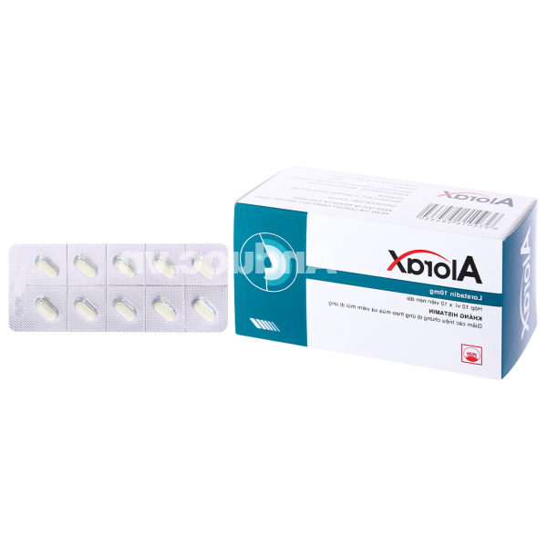 Alorax 10mg giảm các triệu chứng dị ứng theo mùa và viêm mũi dị ứng (10 vỉ x 10 viên)