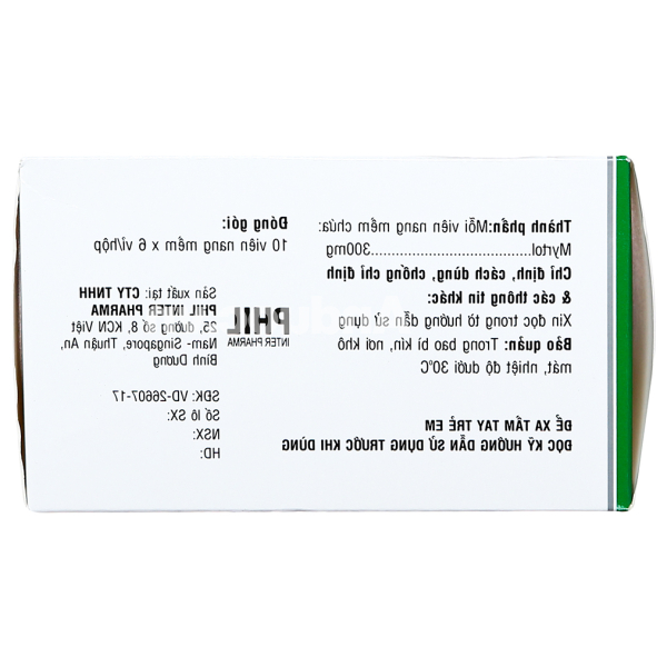 Philmyrtol 300 làm loãng đàm trong viêm phế quản, viêm xoang mũi (6 vỉ x 10 viên)