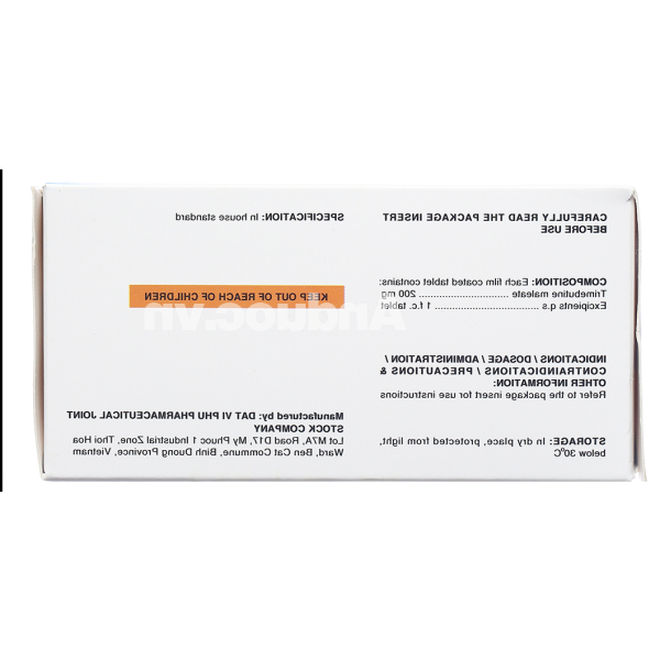 Tributel 200mg giảm đau do co thắt tiêu hóa (10 vỉ x 10 viên)