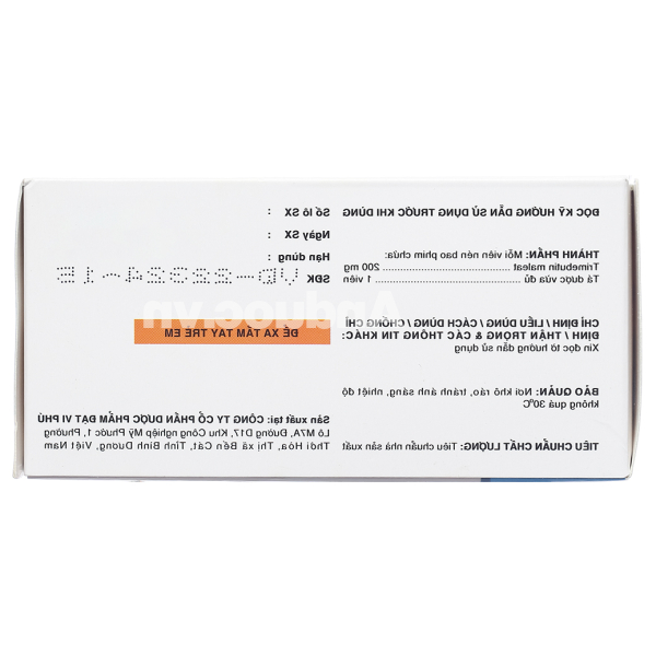 Tributel 200mg giảm đau do co thắt tiêu hóa (10 vỉ x 10 viên)