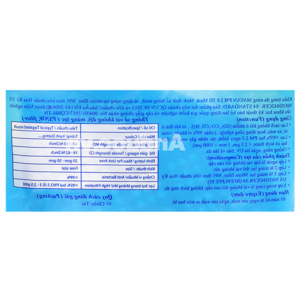 Khẩu trang y tế Mayan PM 2.5 3D Mask 4 lớp màu trắng size M gói 5 cái