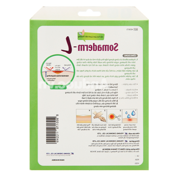 Miếng dán Somaderm-L hỗ trợ làm lành vết thương (7.5cm x 7.5cm)