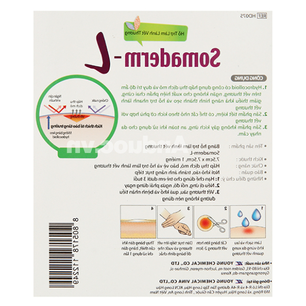 Miếng dán Somaderm-L hỗ trợ làm lành vết thương (7.5cm x 7.5cm)