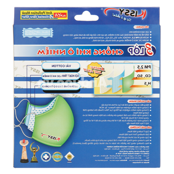 Khẩu trang vải Kissy 3 lớp size L hộp 1 cái