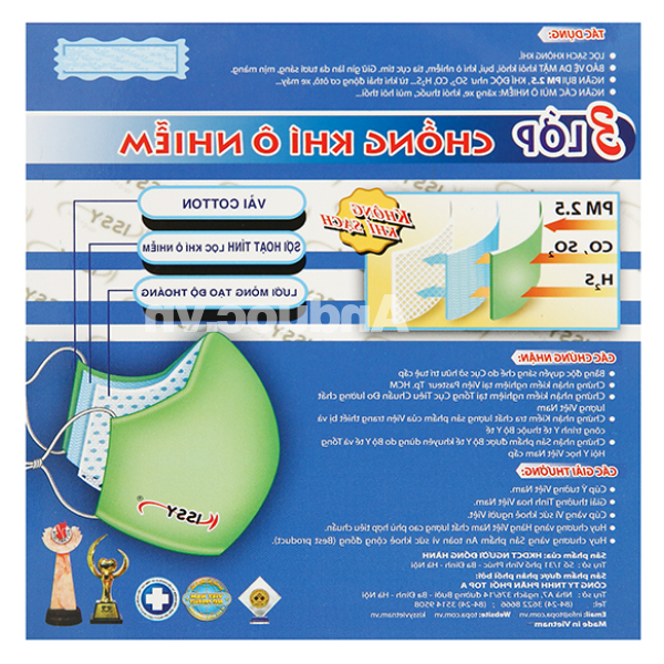 Khẩu trang vải Kissy 3 lớp size L hộp 1 cái