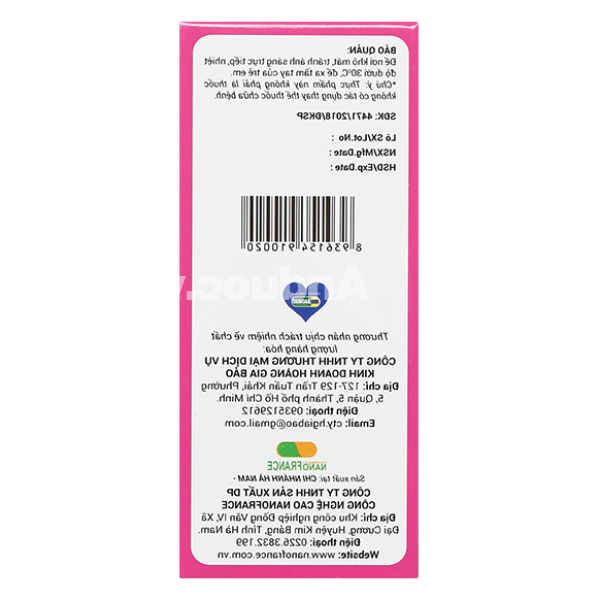Dung dịch Canxi Nano Gold Hoàng Gia Bảo hỗ trợ chắc khỏe xương hộp 20 ống x 10ml