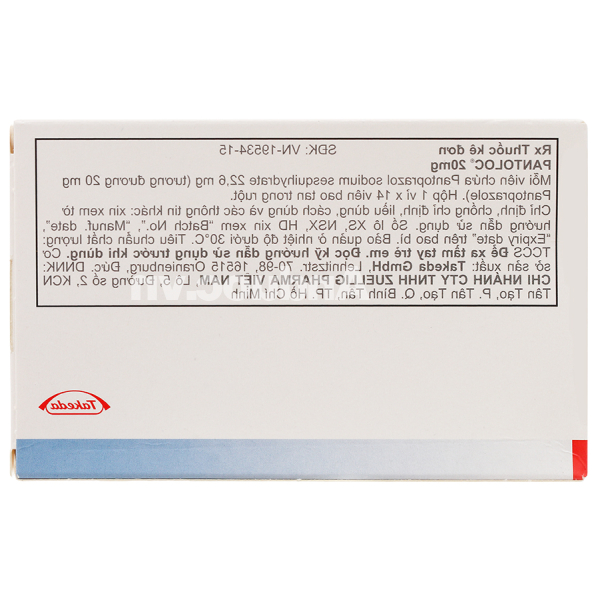 Pantoloc 20mg phòng và trị trào ngược dạ dày, thực quản (1 vỉ x 14 viên)