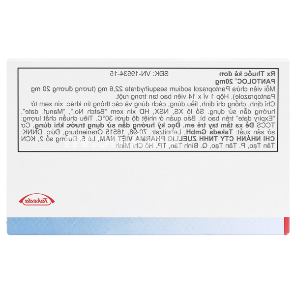 Pantoloc 20mg phòng và trị trào ngược dạ dày, thực quản (1 vỉ x 14 viên)
