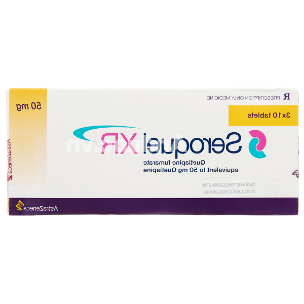 Seroquel XR 50mg trị bệnh tâm thần phân liệt, rối loạn lưỡng cực (3 vỉ x 10 viên)