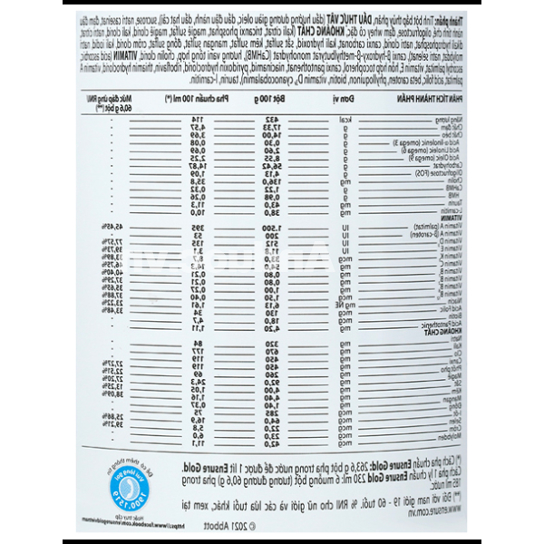 Sữa bột Ensure Gold bổ sung dinh dưỡng, tăng cường sức khỏe hương vani lon 400g