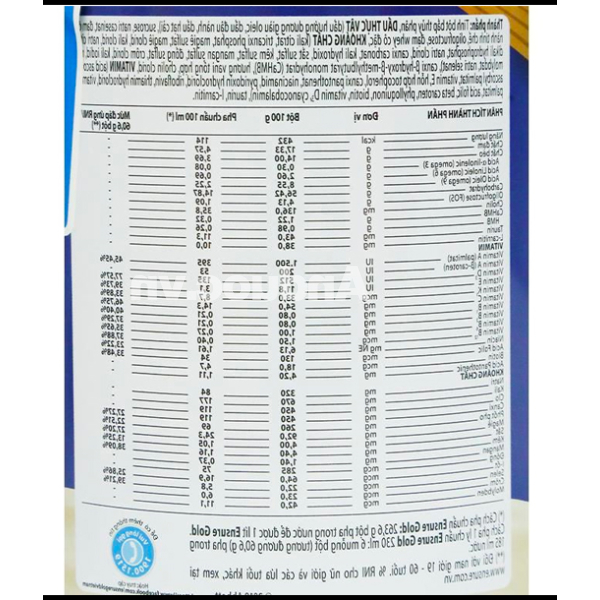 Sữa bột Ensure Gold bổ sung dinh dưỡng, tăng cường sức khỏe hương vani lon 850g