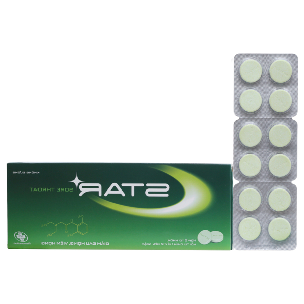 Viên ngậm Star Sore Throat kháng khuẩn, giảm đau họng (2 vỉ x 12 viên)