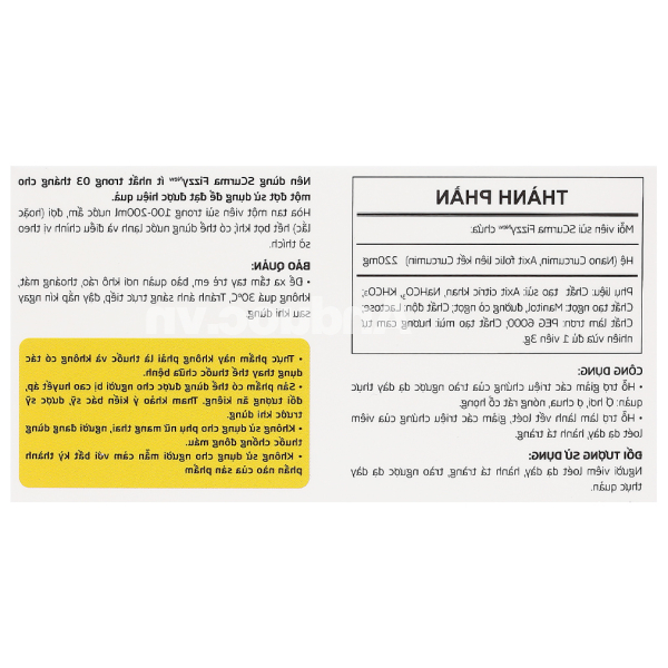 Viên sủi Scurma Fizzy New hỗ trợ giảm viêm loét dạ dày hộp 2 tuýp x 10 viên