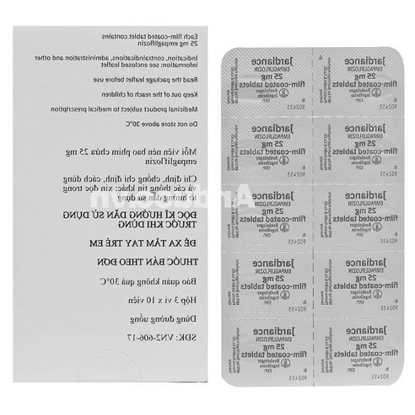 Jardiance 25mg trị đái tháo đường tuýp 2 (3 vỉ x 10 viên)