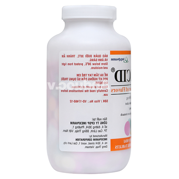 Viên nhai Anticid 500mg trị tăng axit dạ dày, ợ nóng, khó tiêu lọ 500 viên