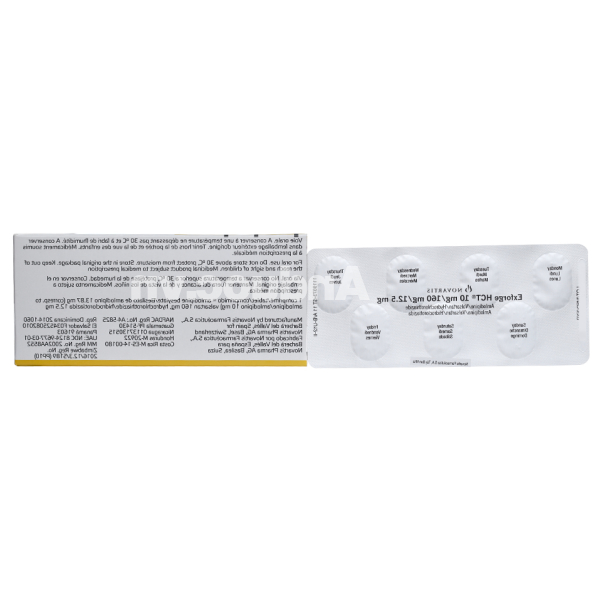 Exforge HCT 10mg/160mg/12.5mg trị tăng huyết áp (4 vỉ x 7 viên)