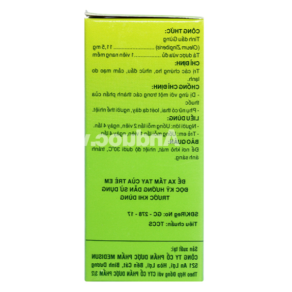 Ziber trị các chứng ho, nhức đầu, cảm mạo do lạnh (10 vỉ x 10 viên)