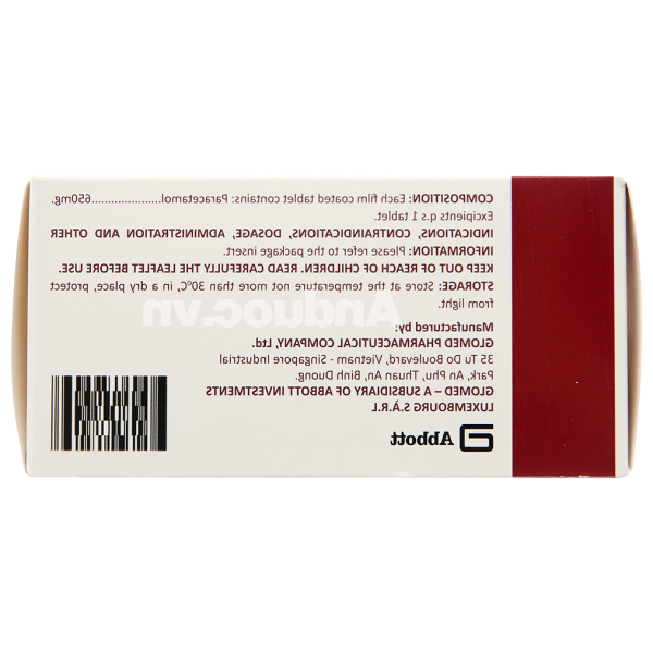 Glotadol 650 hạ sốt, giảm đau từ nhẹ đến vừa (10 vỉ x 10 viên)