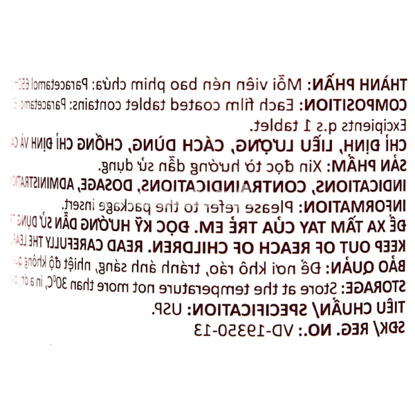 Glotadol 650 hạ sốt, giảm đau từ nhẹ đến vừa chai 200 viên