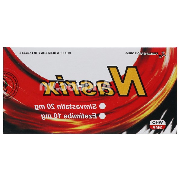 Nasrix 20/10mg trị rối loạn mỡ máu (6 vỉ x 10 viên)