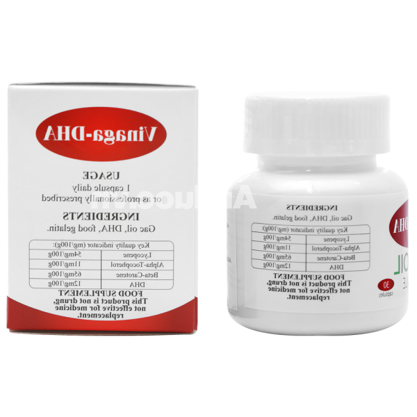 Dầu gấc Vinaga-DHA Gacoil bổ mắt, ngừa xơ gan, giảm mỡ máu chai 30 viên