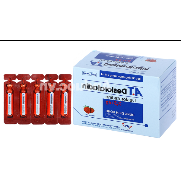 Dung dịch uống A.T Desloratadin 2.5mg trị viêm mũi, mề đay (30 ống x 5ml)