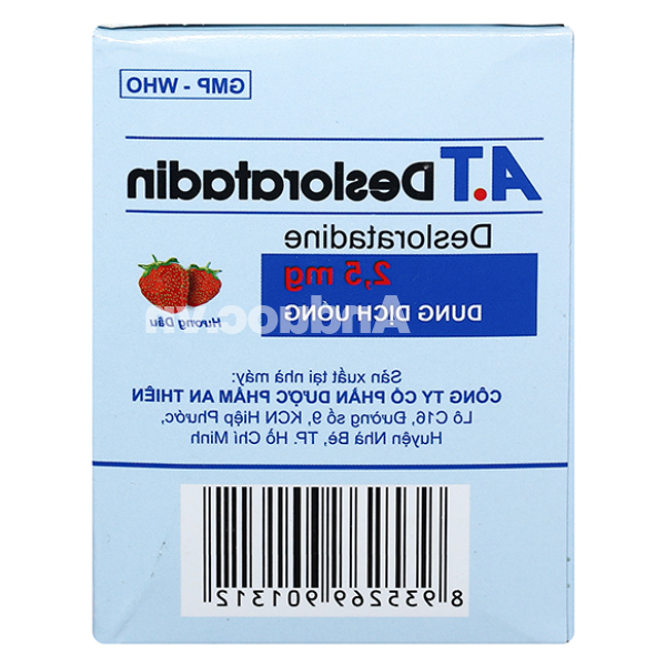 Dung dịch uống A.T Desloratadin 2.5mg trị viêm mũi, mề đay (30 ống x 5ml)