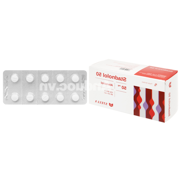 Stadnolol 50 trị tăng huyết áp, đau thắt ngực (10 vỉ x 10 viên)