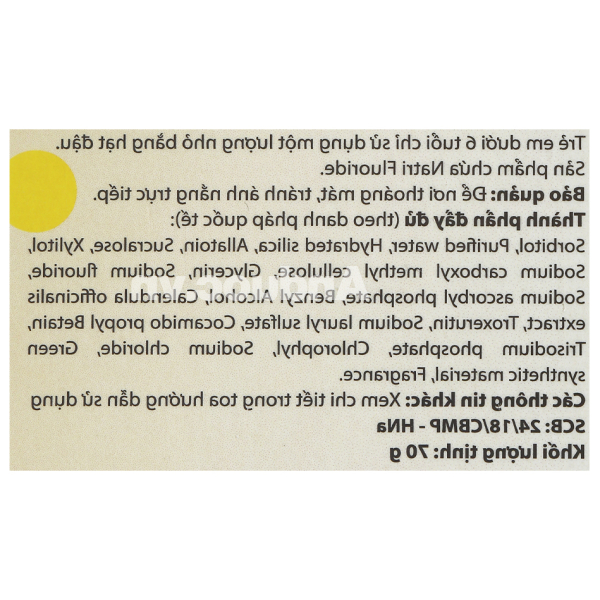 Kem đánh răng dược liệu Ngọc Châu trẻ em ngừa sâu răng tuýp 70g