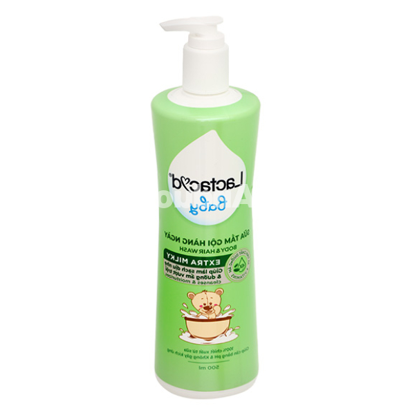 Sữa tắm gội Lactacyd Baby Extra Milky bảo vệ da và tóc cho bé chai 500ml