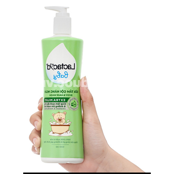 Sữa tắm gội Lactacyd Baby Extra Milky bảo vệ da và tóc cho bé chai 500ml