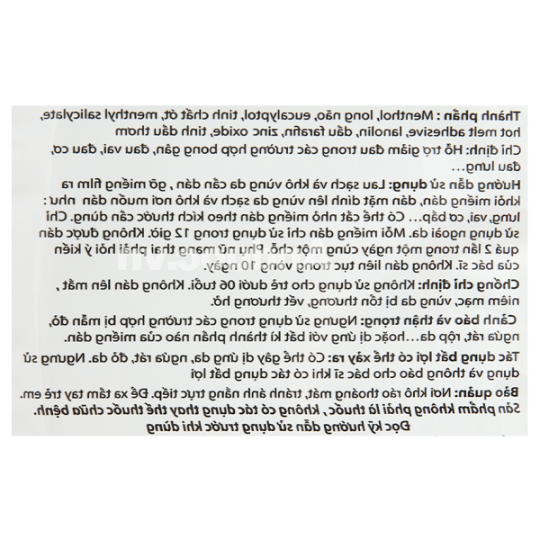 Miếng dán Tika-Patch giảm đau cơ, xương khớp gói 4 miếng