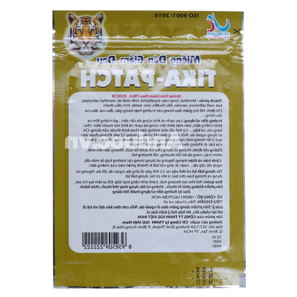 Miếng dán Tika-Patch giảm đau cơ, xương khớp gói 4 miếng