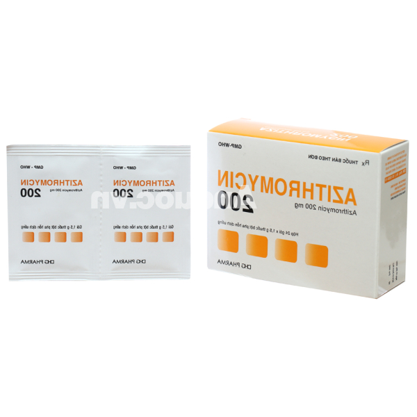 Bột pha hỗn dịch uống Azithromycin 200 trị nhiễm khuẩn (24 gói x 1.5g)
