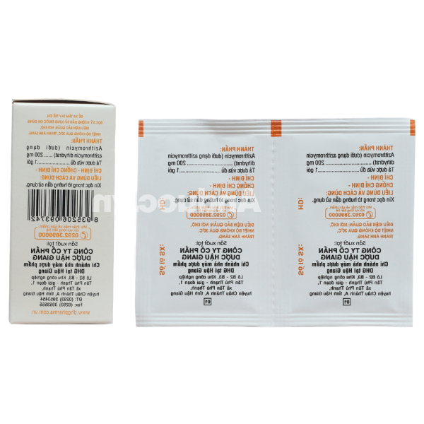 Bột pha hỗn dịch uống Azithromycin 200 trị nhiễm khuẩn (24 gói x 1.5g)