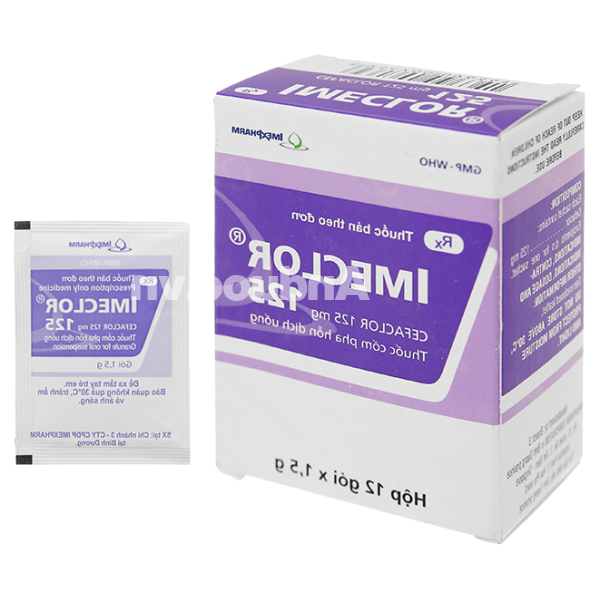 Cốm pha hỗn dịch uống Imeclor 125 trị nhiễm khuẩn (12 gói x 1.5g)
