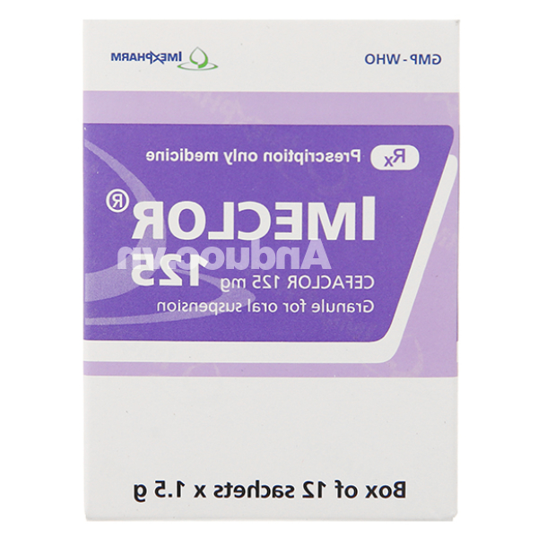 Cốm pha hỗn dịch uống Imeclor 125 trị nhiễm khuẩn (12 gói x 1.5g)