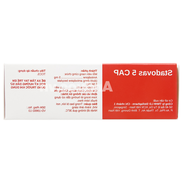 Stadovas 5 Cap trị tăng huyết áp, đau thắt ngực (3 vỉ x 10 viên)