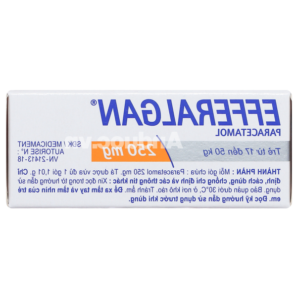 Bột sủi Efferalgan 250mg giảm đau, hạ sốt (12 gói x 1,01g)