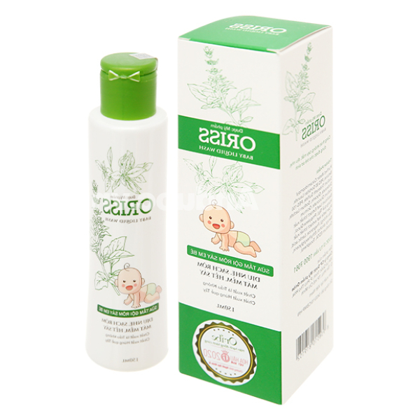 Sữa tắm gội Oriss lá trầu không dịu nhẹ, sạch rôm sảy cho bé chai 150ml