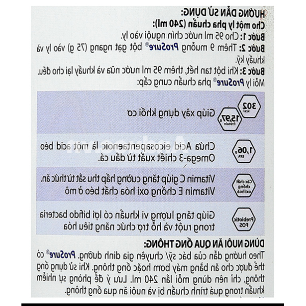 Sữa bột Prosure bổ sung dinh dưỡng cho người sụt cân do bệnh hương vani lon 380g