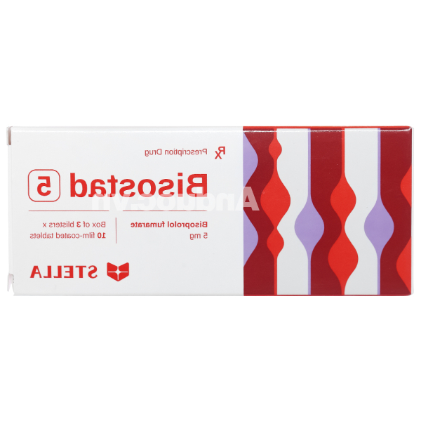 Bisostad 5 trị tăng huyết áp, đau thắt ngực, suy tim (3 vỉ x 10 viên)