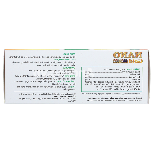 Nano Gold New Cali USA hỗ trợ giảm viêm loét dạ dày hộp 60 viên