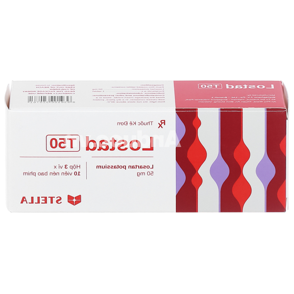 Lostad T50 trị tăng huyết áp, suy tim, nhồi máu cơ tim (3 vỉ x 10 viên)