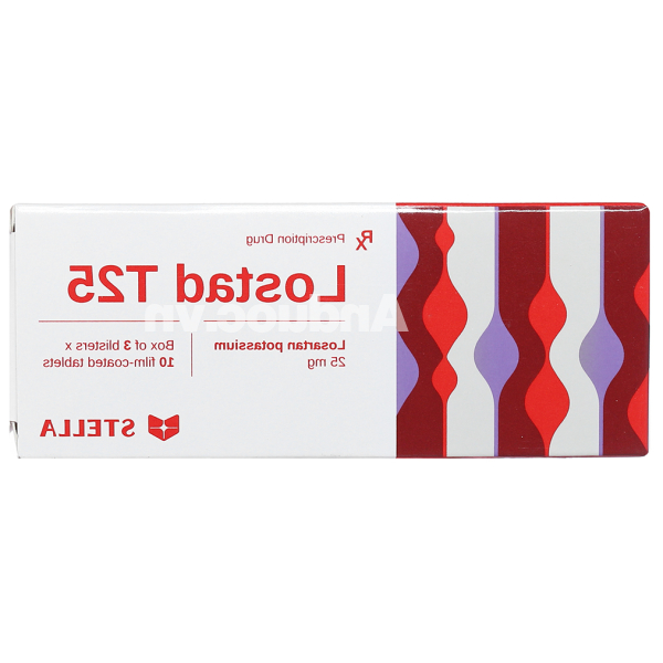 Lostad T25 trị tăng huyết áp, suy tim, nhồi máu cơ tim (3 vỉ x 10 viên)